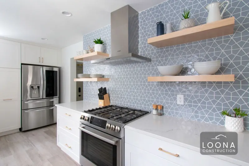 Kitchen with blue tile, San Mateo