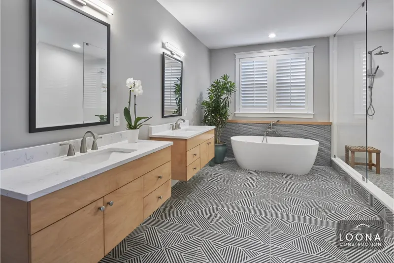 Geometric tile bathroom, San Francisco