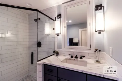 Black-and-white bathroom remodel in Sunnyvale, photo 2