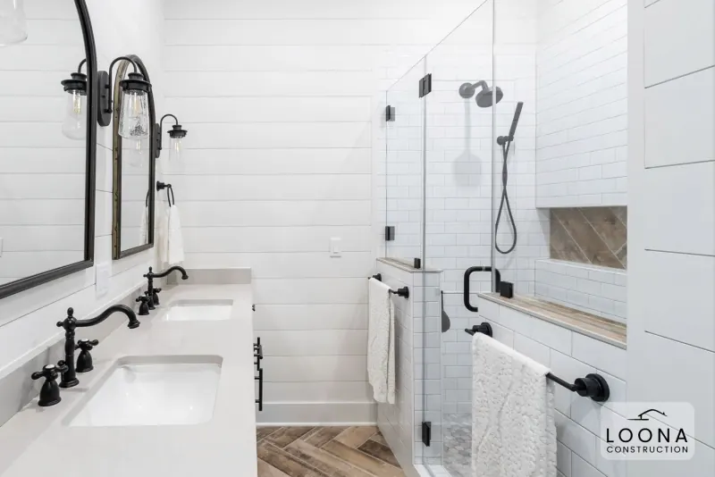 Bathroom with black fixtures in Los Altos